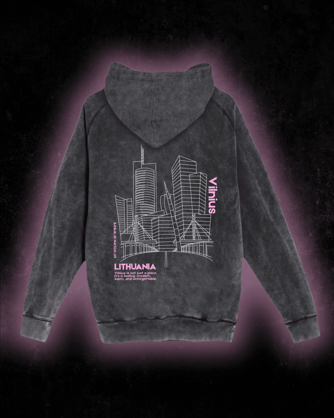 Vintage unisex hoodie "Vilnius City" - Image 4