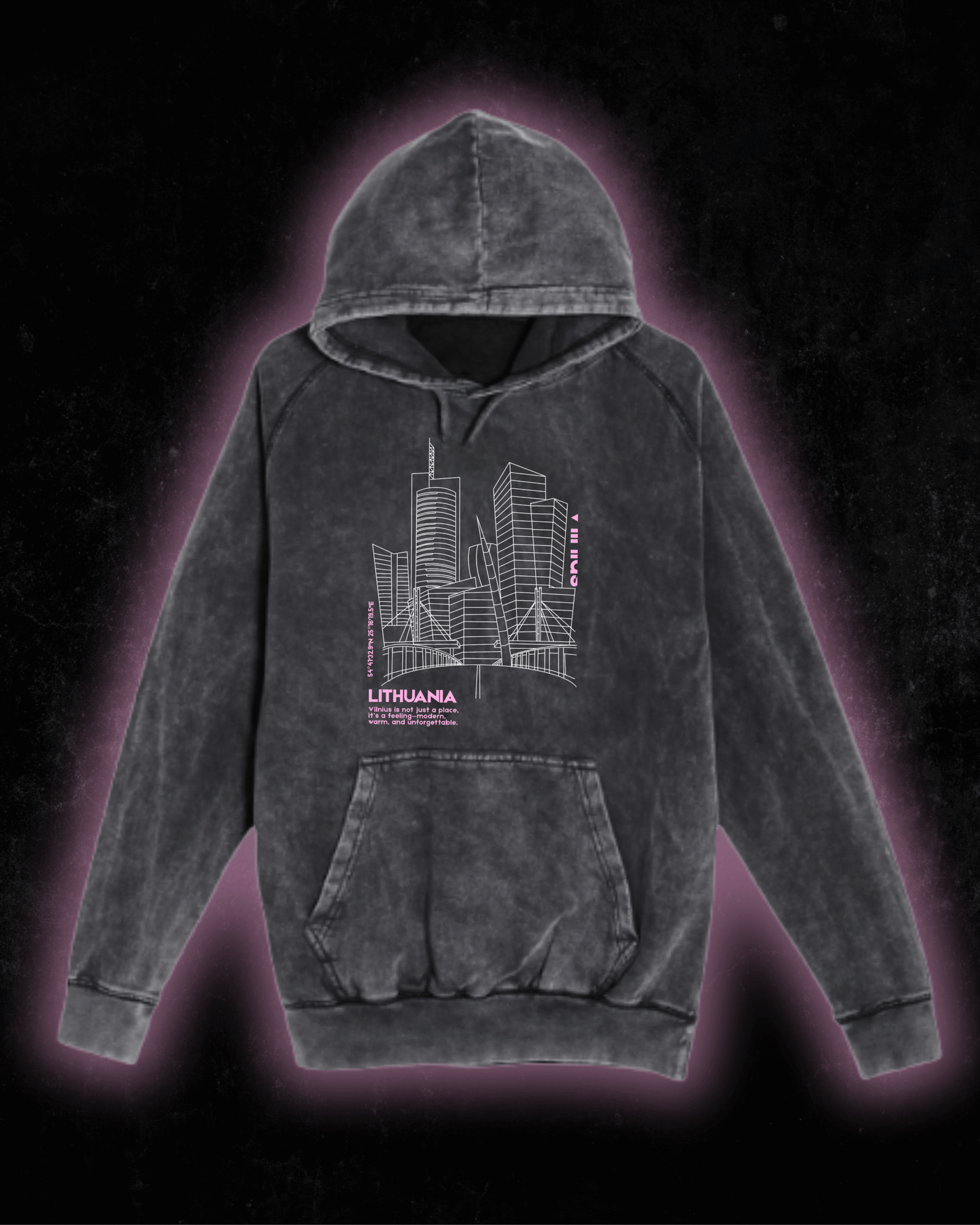 Vintage unisex hoodie "Vilnius City" - Image 3